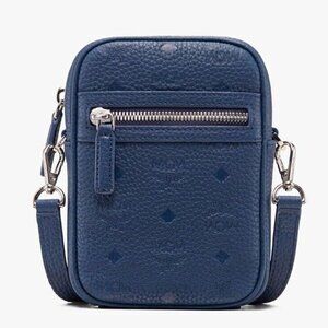 MCM Worldwide Unisex Cobalt Blue Tivitat Crossbody Belt Bag Logo Leather Sling